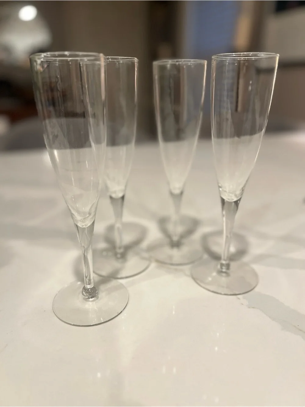 Pottery Barn Clear Champagne Flute Glasses - Set of 4